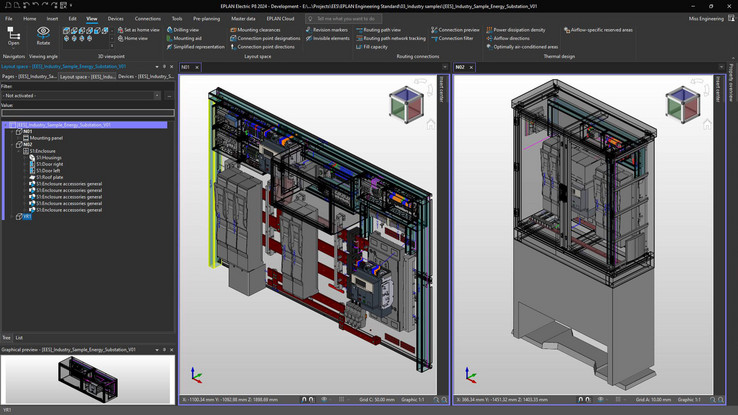A 3D view of the entire secondary substation in EPLAN Pro Panel