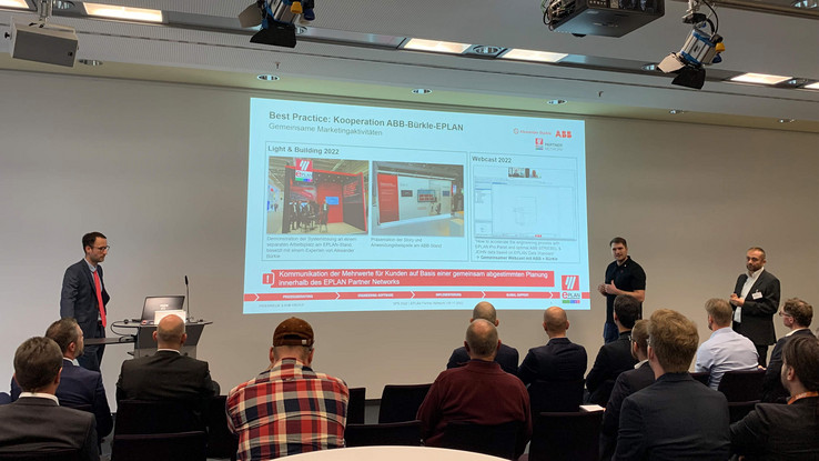 EPLAN Partner Network at the SPS trade show Dialog is important: At the SPS trade show in November 2022, Alexander Bürkle and ABB (among others) presented about their activities as part of the EPLAN Partner Network.