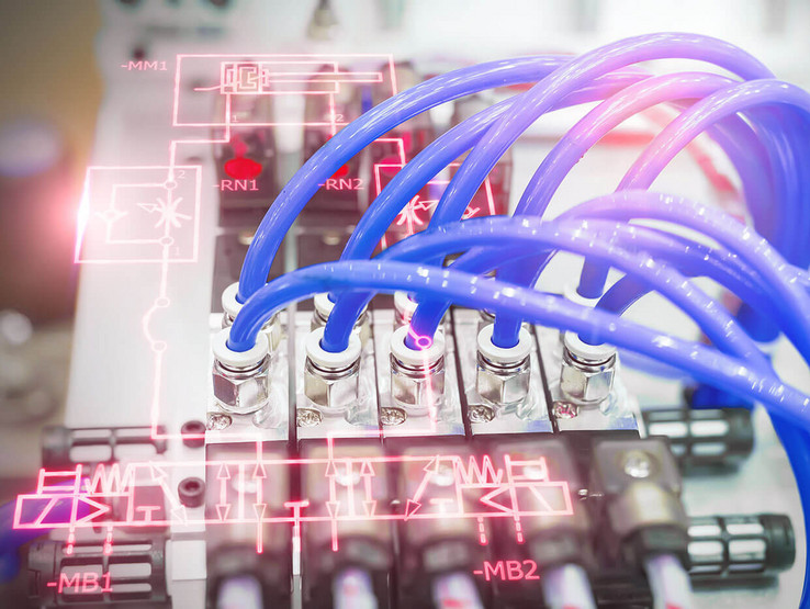 Fluid schematic over pneumatic manifold