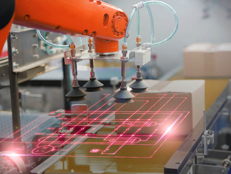 Electrical schematic overlay on production line